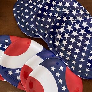 USA Melamine Picnic Party Plates American Flag Stars & Stripes set of 8 Vintage